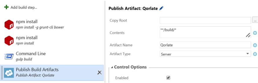 add a Publish Build Artifacts step and indicate where those artifacts exist