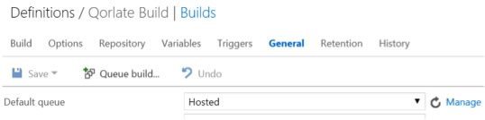 for the build definition, ensure the default is Hosted