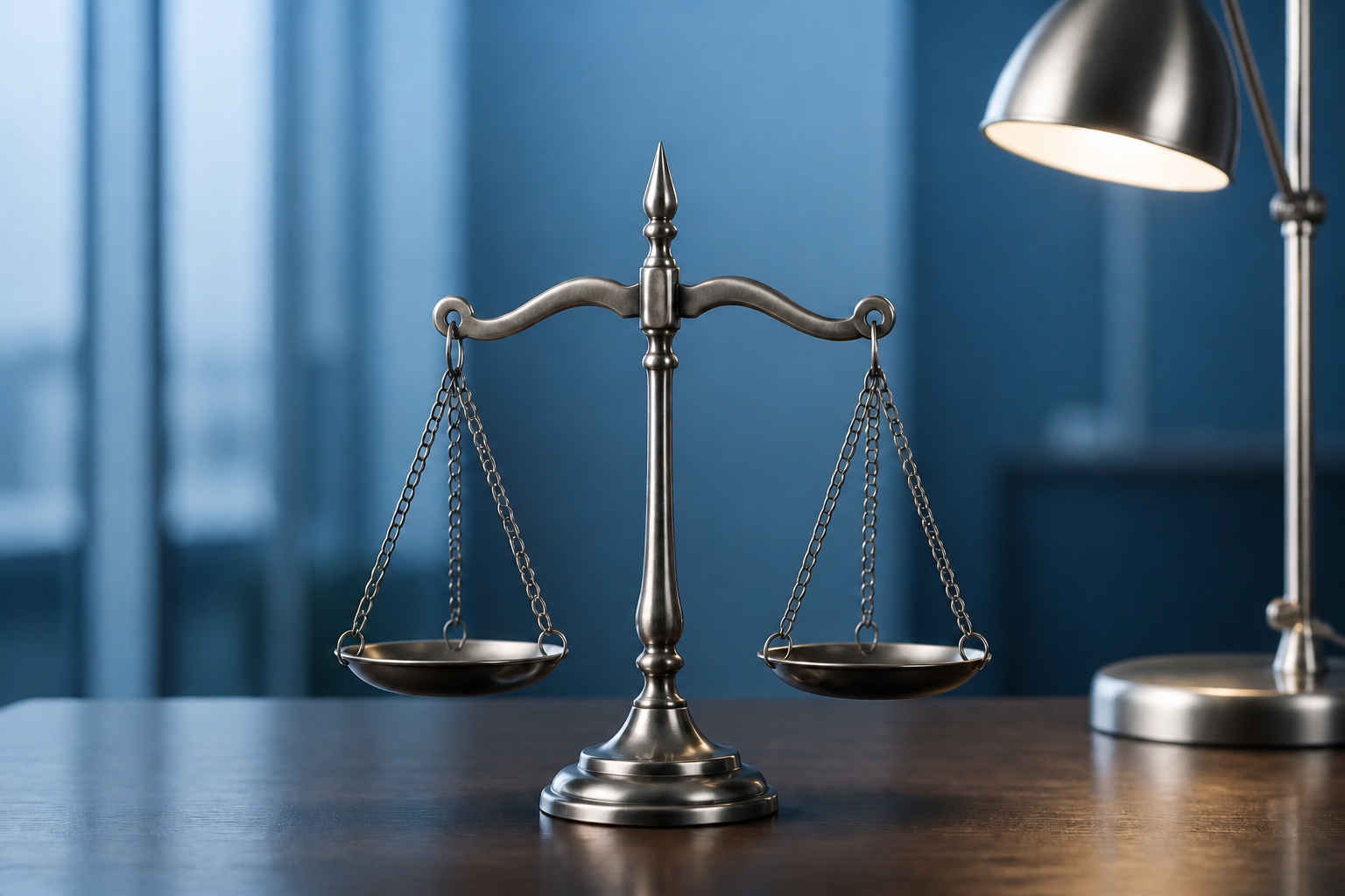 Scales of Justice with Subtle Blue Gradient Lighting