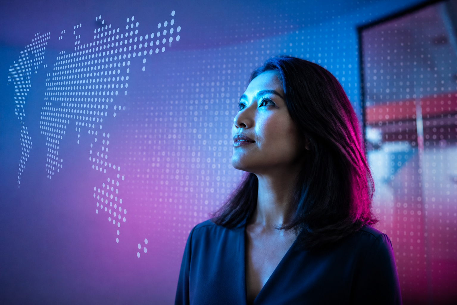Asian Woman with Magenta Hints