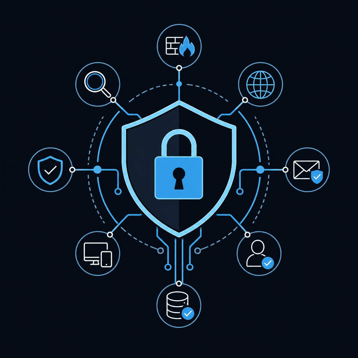 Cybersecurity Measures Converge on Dark Background