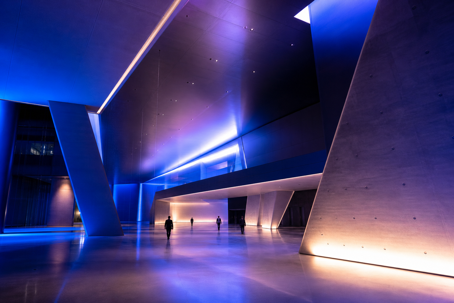 Futuristic Immersive Environment with Neon Geometry