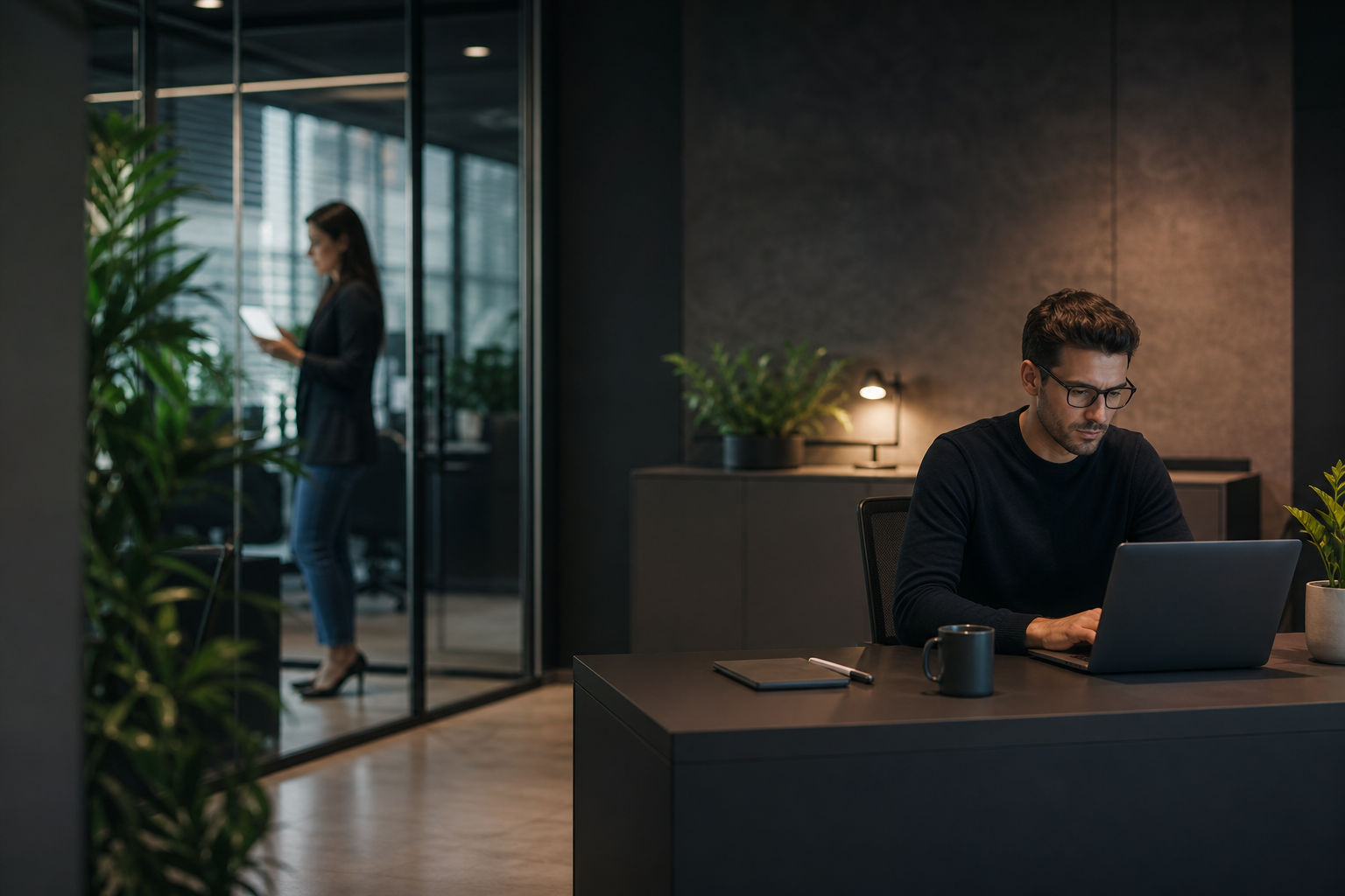 Techy Office Identity Access Photo with Green Plants