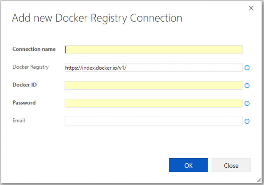 Add a Docker Hub Registry Entry in a VSTS Instance